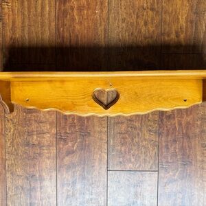 Vintage oak heart cutout shelf